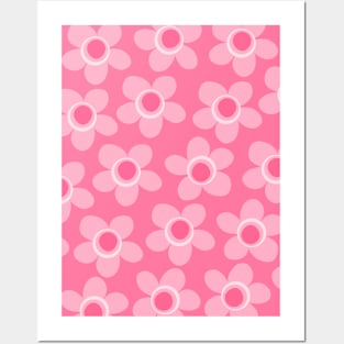 Whimsical Pink Aesthetic Maisie Flowers Floral Pattern Posters and Art